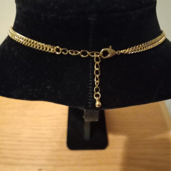 Royal Blue & Cubic Zirconia Tear Drop Shape Statement Necklace - Picture 7 of 10